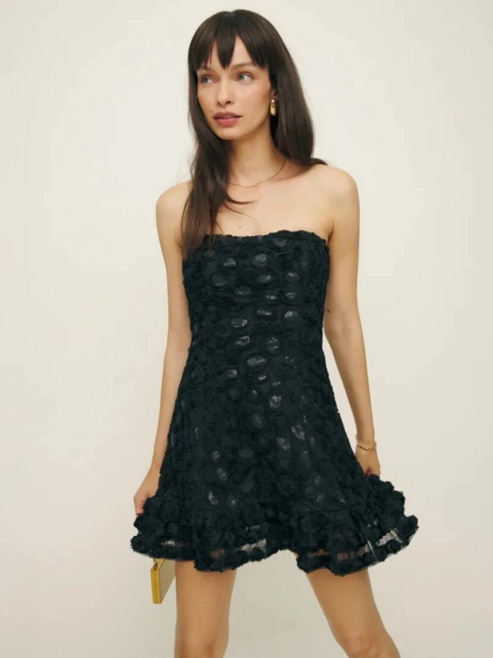 Reformation Nita 3D Floral Strapless Mini Dress
